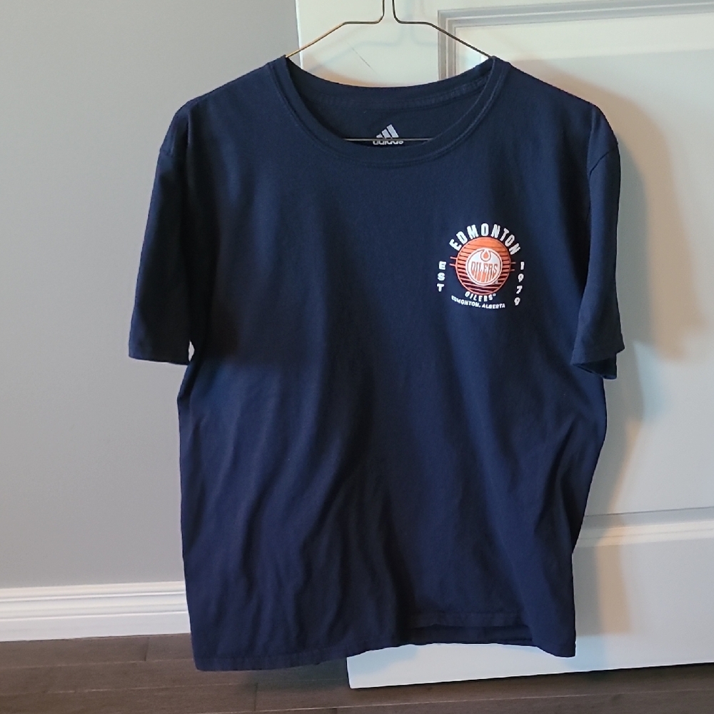 Adidas Dark Blue Edmonton Oilers Graphic Tee
